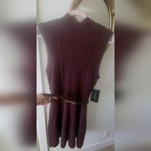 Taylor Burgundy Knit Dress with Belt